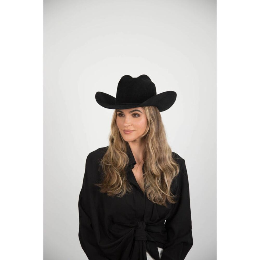 Gladys Tamez Millinery Classic Cowboy Western Hat Leather Band Cowgirl Sz S